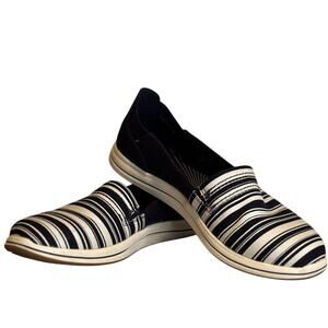 Clarks Cloudsteppers Slip-on Canvas Shoes Navy & White, Women's Size 9, EUC